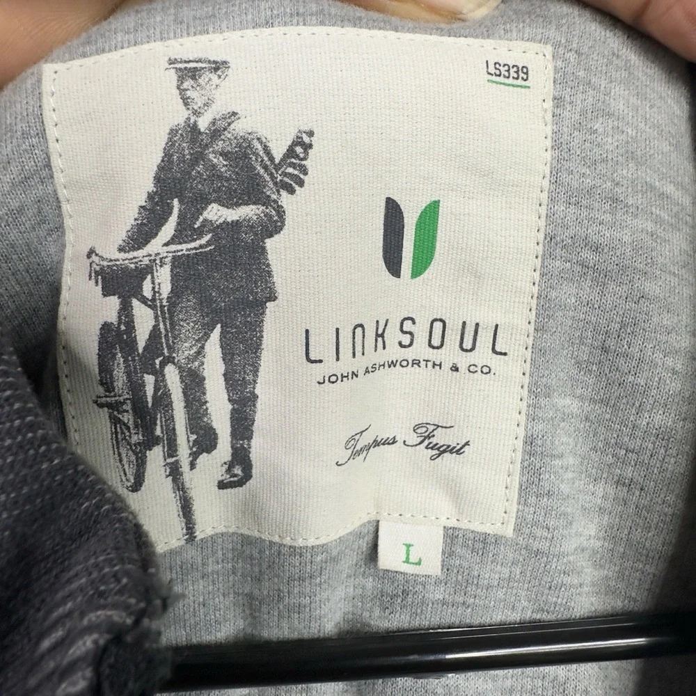 Linksoul Jacket Mens L Gray Zip Basic Preppy Utility Athleisure Minimalist Urban